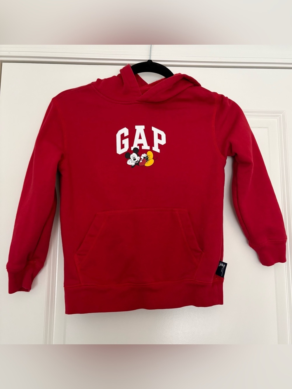 GAP + Disney Kids Red with GAP Logo & Mickey Graphic Hooded Sweatshirt